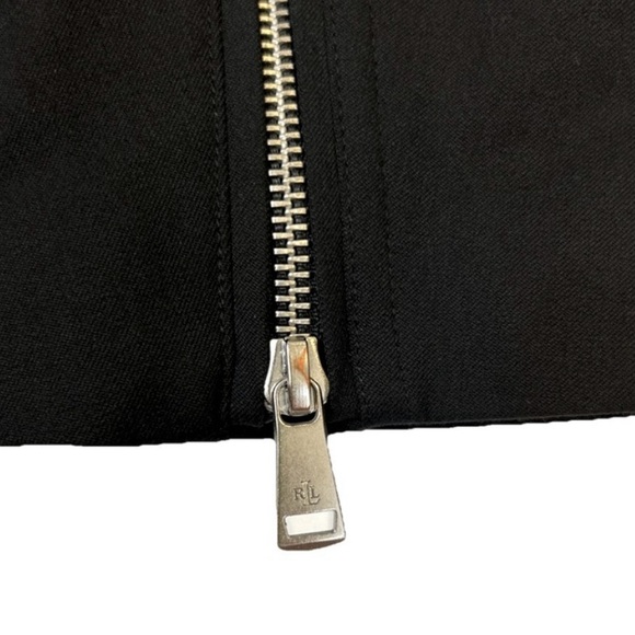 LAUREN RALPH LAUREN Black Moto Jacket Corporate Goth Blazer Women’s Petite 10P - Picture 12 of 13